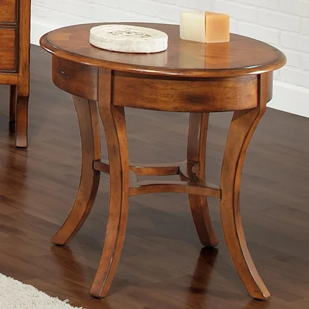 Round End Table with Chestnut Finish